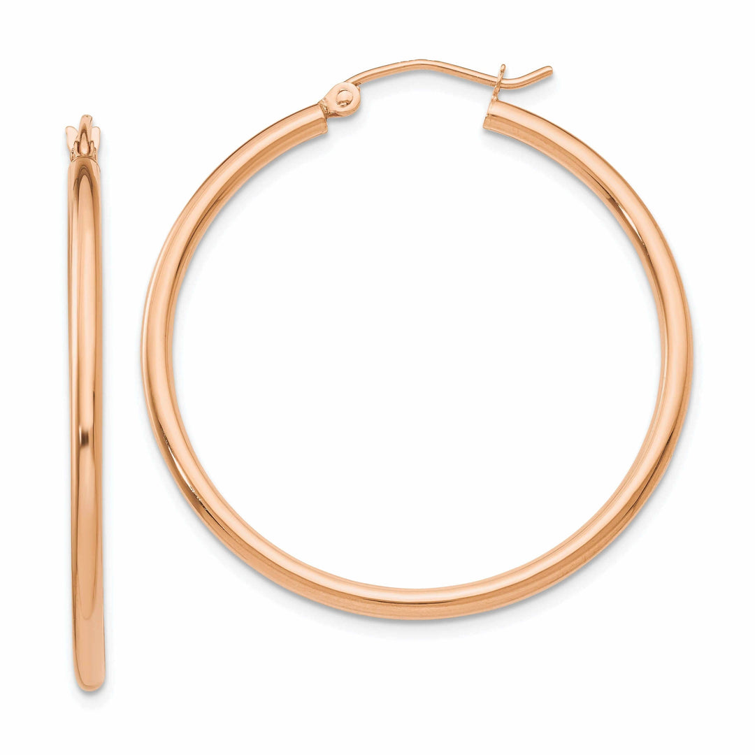 Lovely Rita's Earrings 14k Rose Gold 2MM Polished Hoop Earrings
