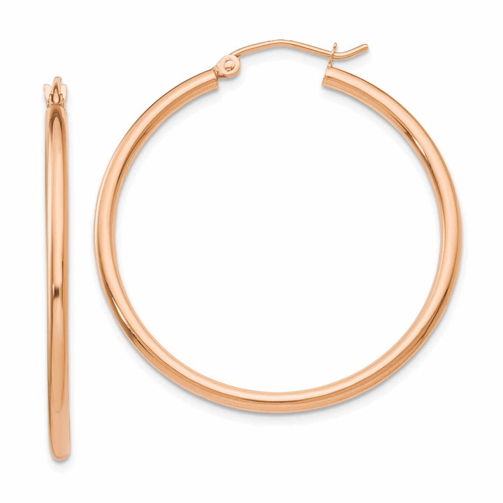 Lovely Rita's Earrings 14k Rose Gold 2MM Polished Hoop Earrings