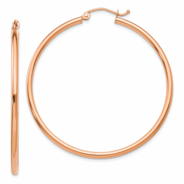 Lovely Rita's Earrings 14k Rose Gold 2MM Polished Hoop Earrings