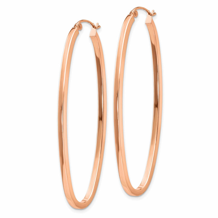 Lovely Rita's Earrings 14k Rose Gold 2MM Square Tube Oval Hoop Earrings