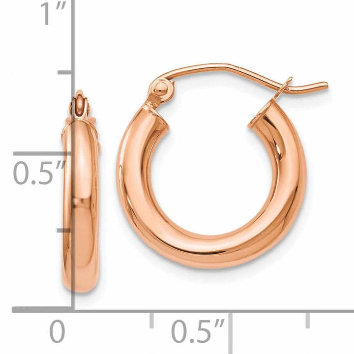 Lovely Rita's Earrings 14k Rose Gold 3mm Hoop Earrings
