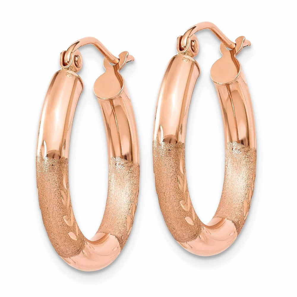 Lovely Rita's Earrings 14k Rose Gold 3MM Satin D.C Hoop Earrings
