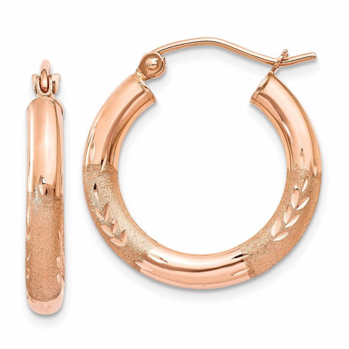 Lovely Rita's Earrings 14k Rose Gold 3MM Satin D.C Hoop Earrings
