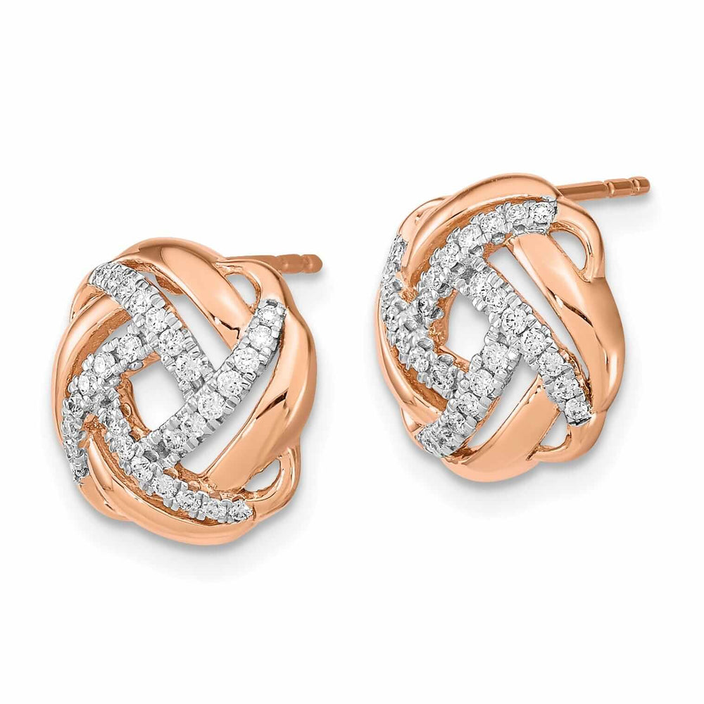 Lovely Rita's Earrings 14k Rose Gold Diamond Love Knot Post Earrings