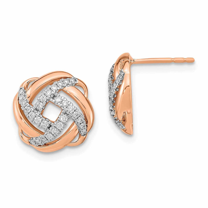Lovely Rita's Earrings 14k Rose Gold Diamond Love Knot Post Earrings