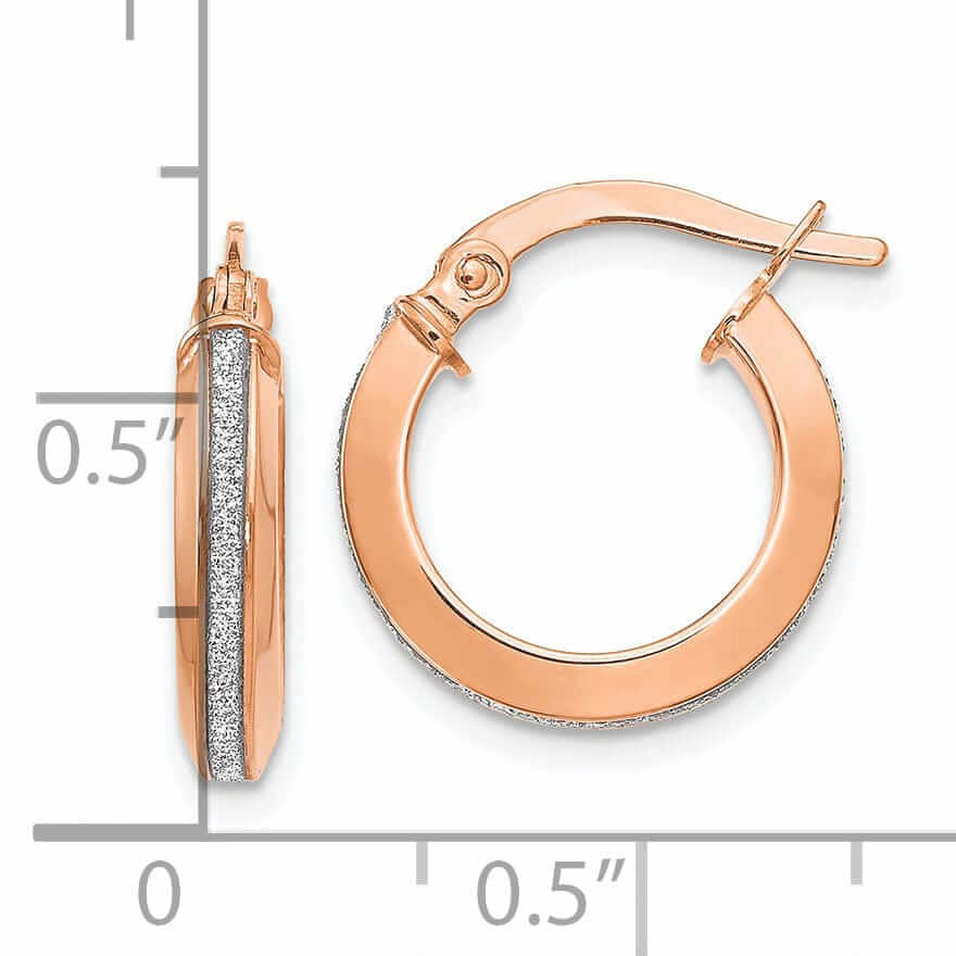 Lovely Rita's Earrings 14k Rose Gold Glimmer Infused Hoop Earrings