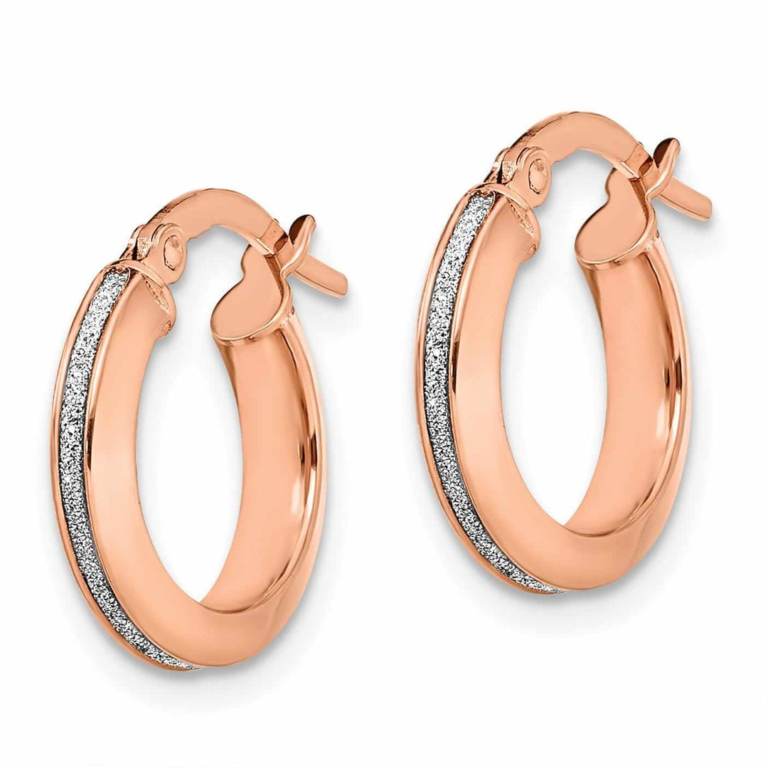 Lovely Rita's Earrings 14k Rose Gold Glimmer Infused Hoop Earrings