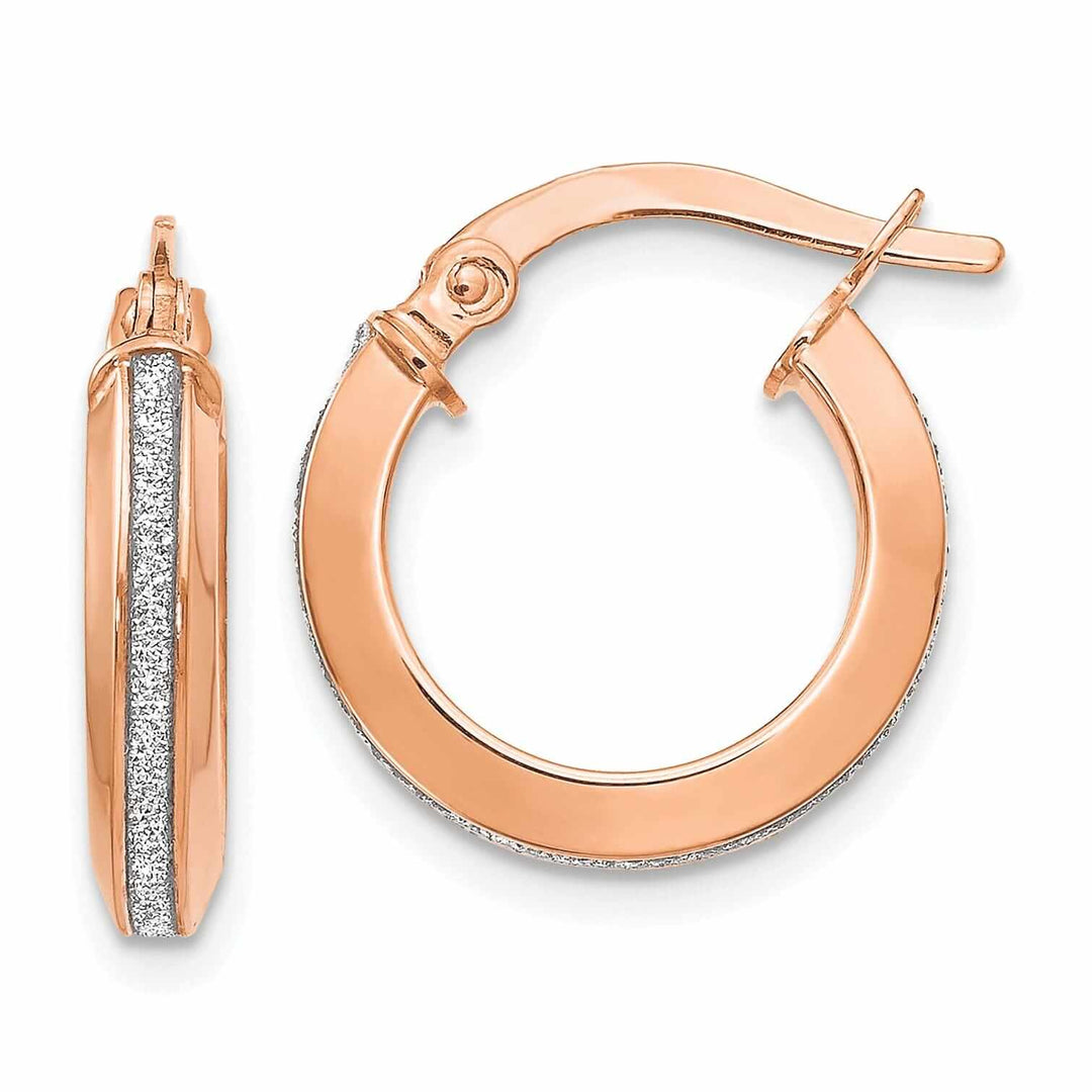 Lovely Rita's Earrings 14k Rose Gold Glimmer Infused Hoop Earrings