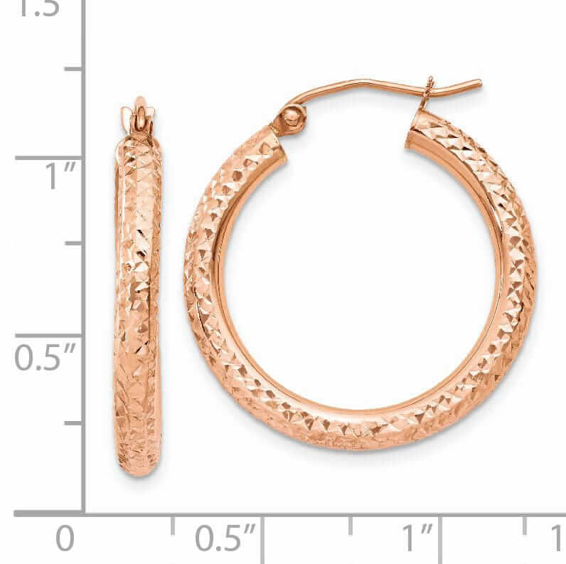 Lovely Rita's Earrings 14k Rose Gold Gold 3MM D.C Hoop Earrings