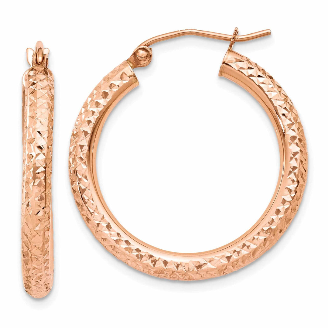 Lovely Rita's Earrings 14k Rose Gold Gold 3MM D.C Hoop Earrings