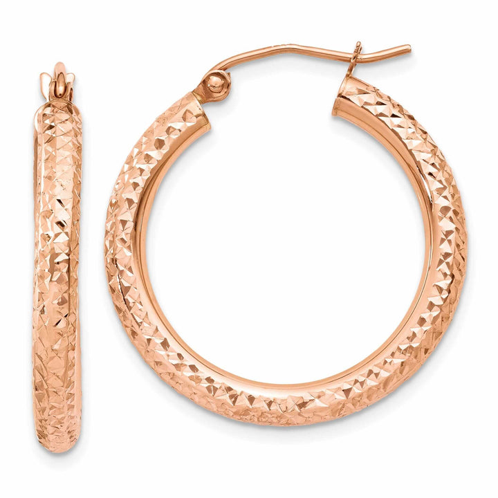 Lovely Rita's Earrings 14k Rose Gold Gold 3MM D.C Hoop Earrings