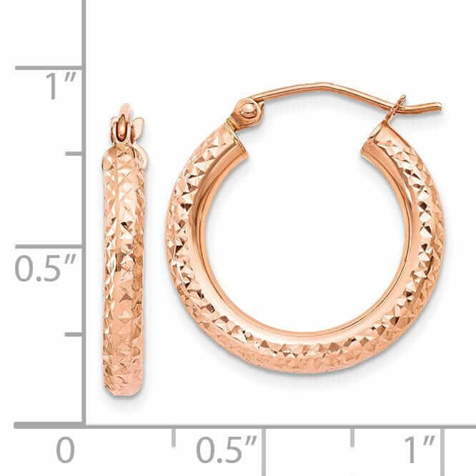 Lovely Rita's Earrings 14k Rose Gold Gold 3MM D.C Hoop Earrings