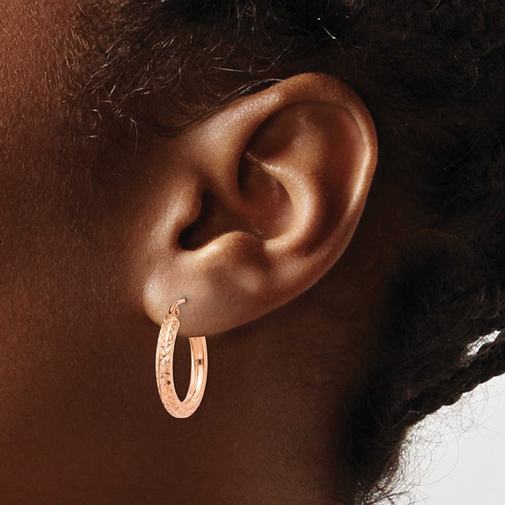 Lovely Rita's Earrings 14k Rose Gold Gold 3MM D.C Hoop Earrings