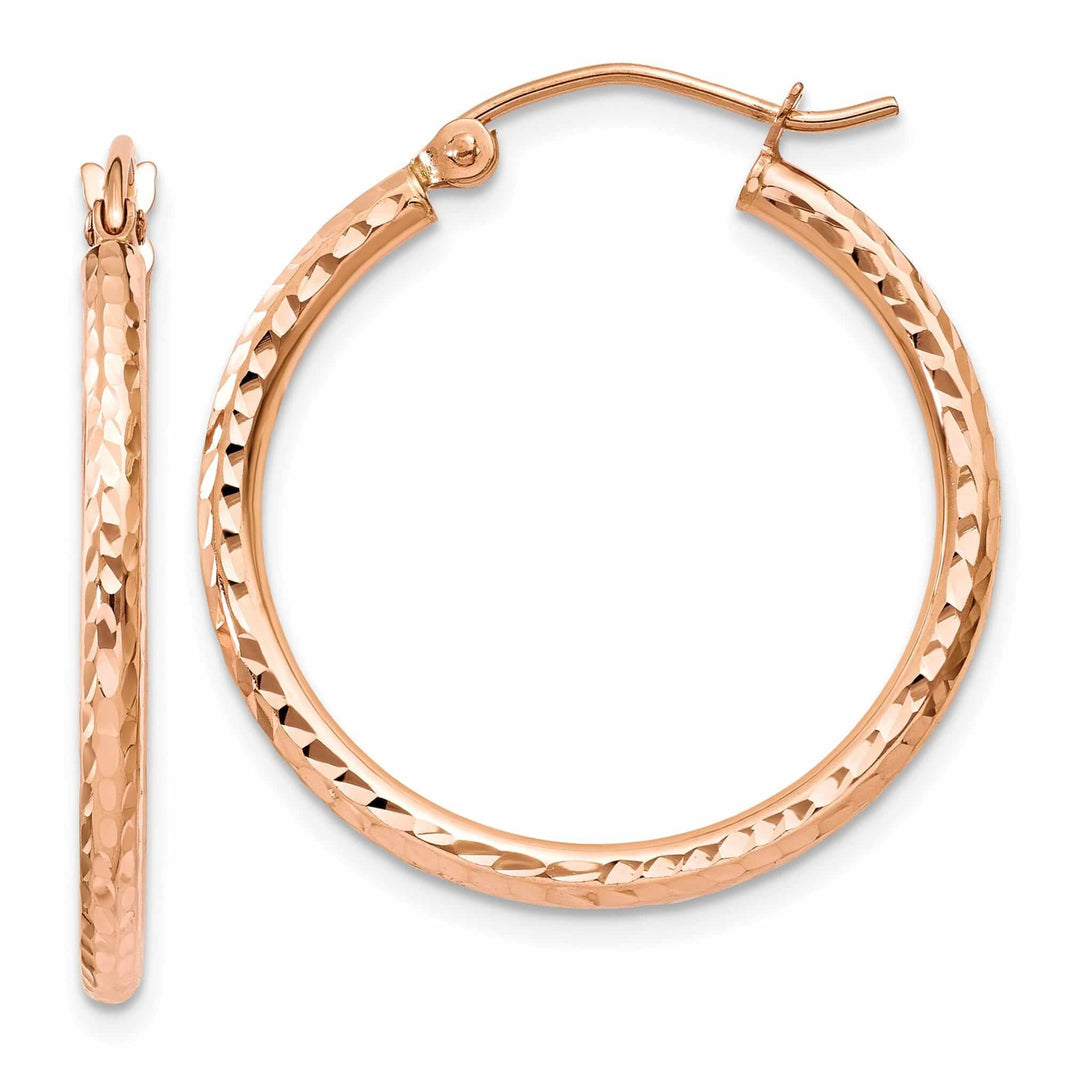 Lovely Rita's Earrings 14k Rose Gold Gold D.C Polished Hoop Earrings