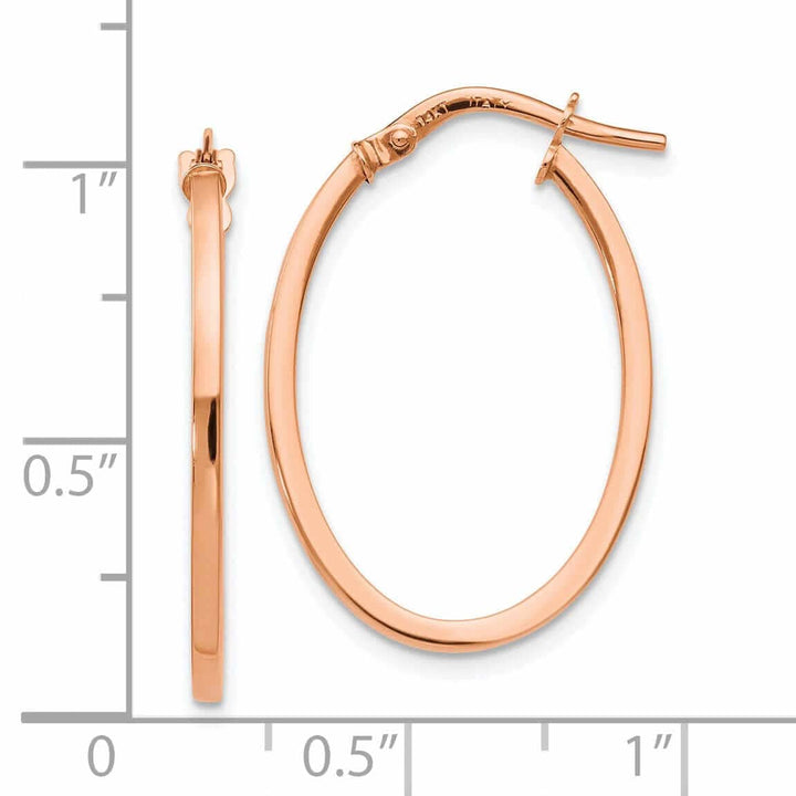 Lovely Rita's Earrings 14k Rose Gold Oval Hoop Earrings