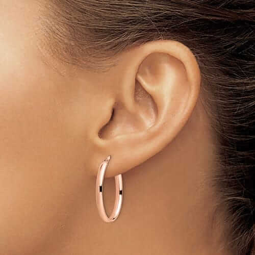 Lovely Rita's Earrings 14k Rose Gold Polish Oval Hoop Earrings