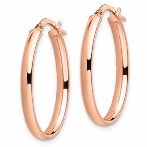 Lovely Rita's Earrings 14k Rose Gold Polish Oval Hoop Earrings
