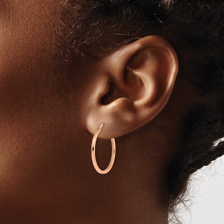 Lovely Rita's Earrings 14k Rose Gold Polished Finish Hoop Earrings