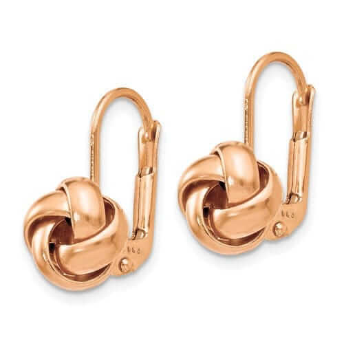 Lovely Rita's Earrings 14k Rose Gold Polished Finish Love Knot Leverback Earrings
