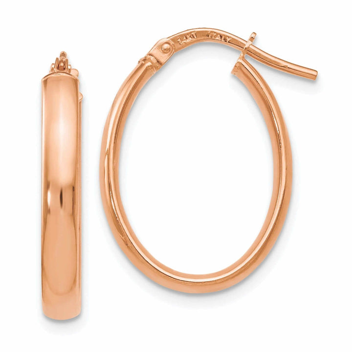 Lovely Rita's Earrings 14k Rose Gold Polished Finish Oval Hoop Earrings