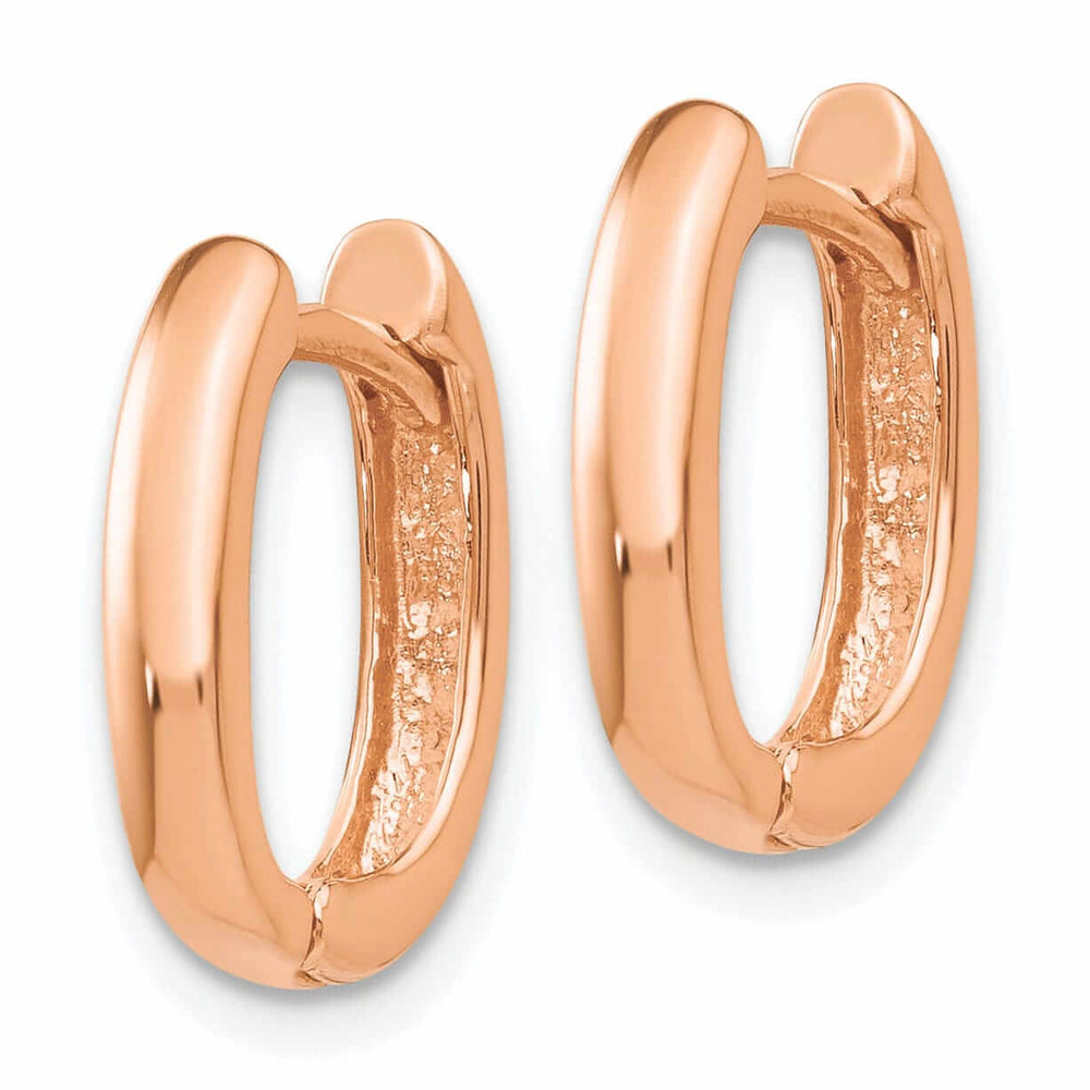 Lovely Rita's Earrings 14k Rose Gold Polished Oval Shape Design Hoop Earrings
