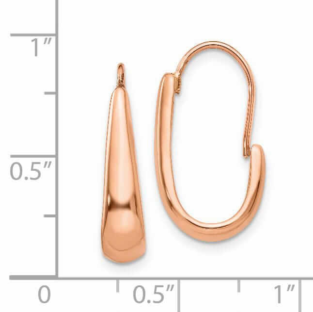 Lovely Rita's Earrings 14k Rose Gold Polished Tapered J-Hoop Wire Earring