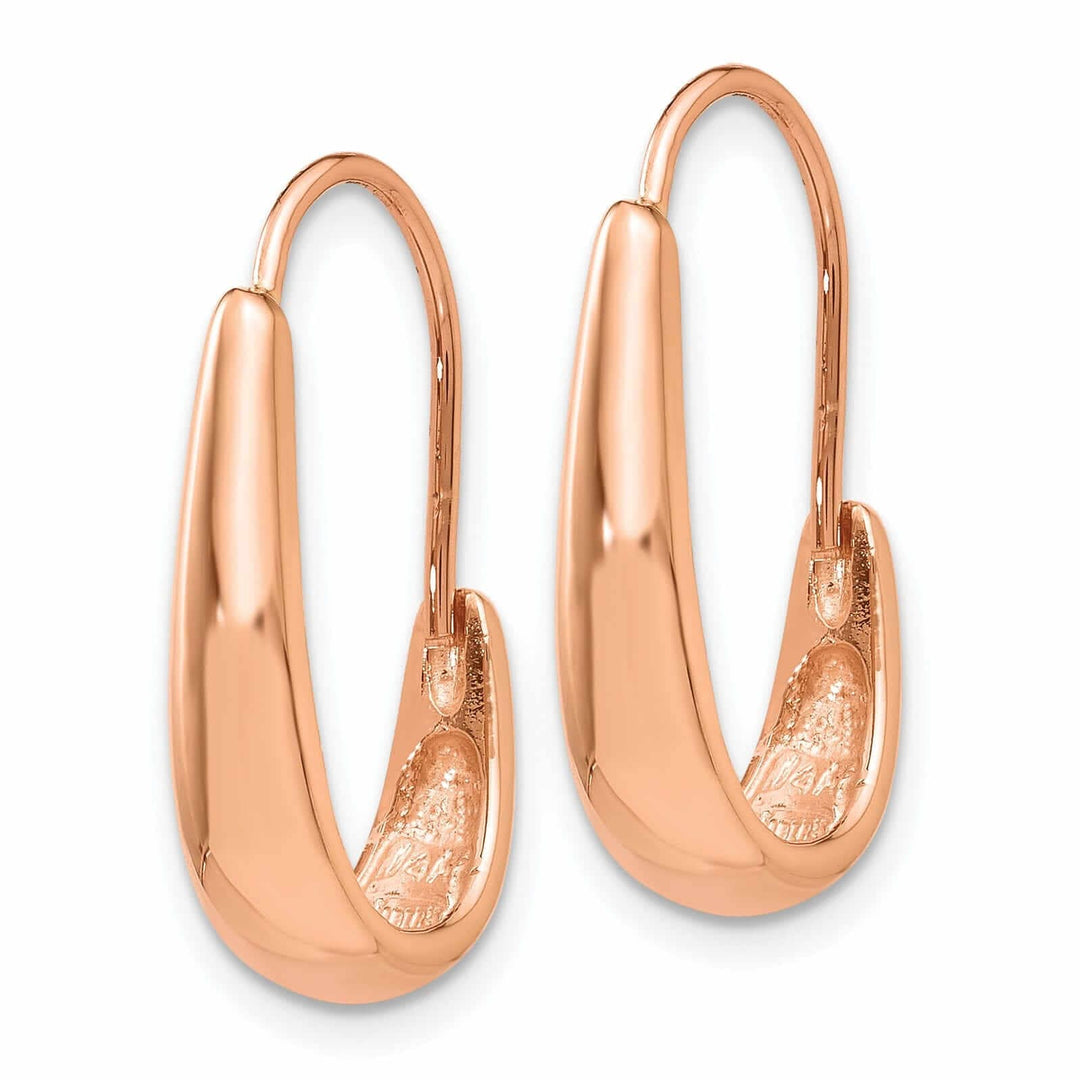 Lovely Rita's Earrings 14k Rose Gold Polished Tapered J-Hoop Wire Earring