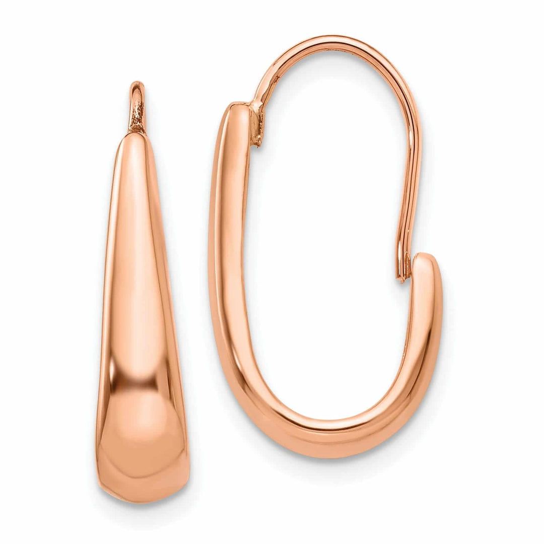 Lovely Rita's Earrings 14k Rose Gold Polished Tapered J-Hoop Wire Earring