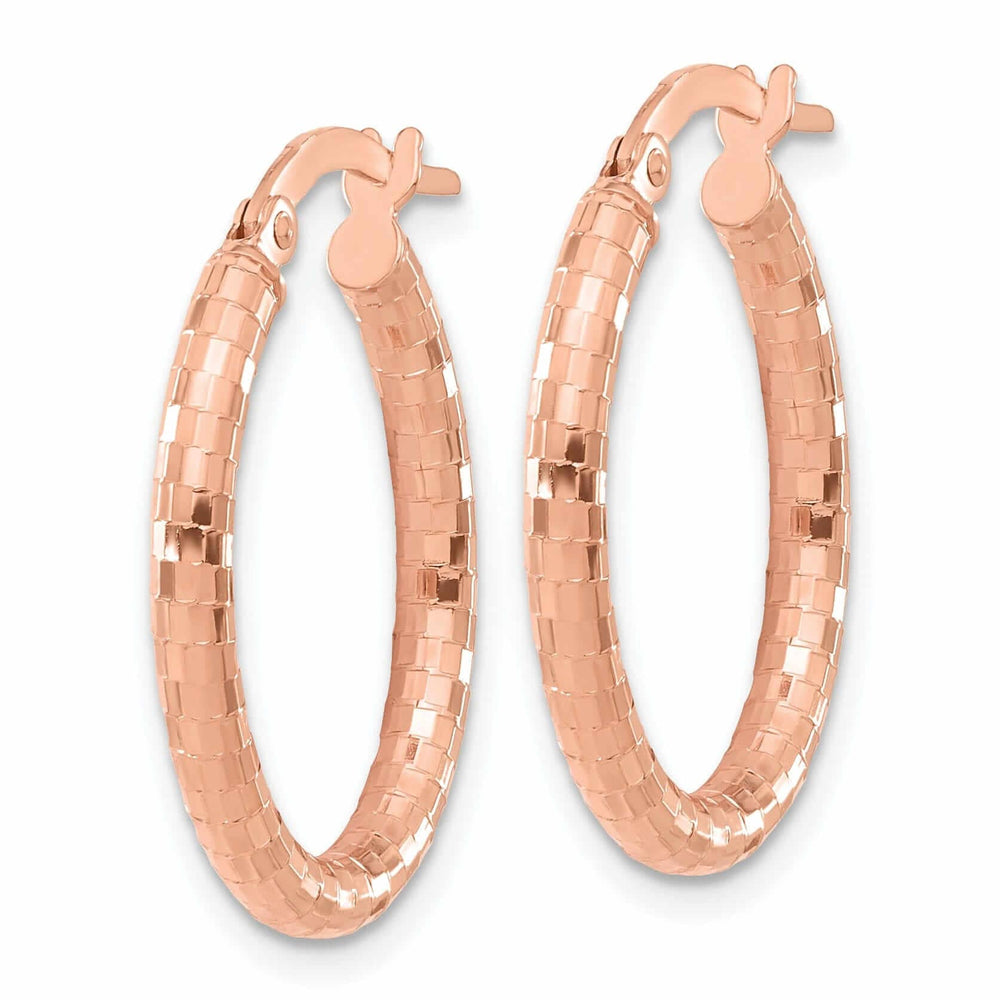 Lovely Rita's Earrings 14k Rose Gold Textured Oval Hoop Earrings