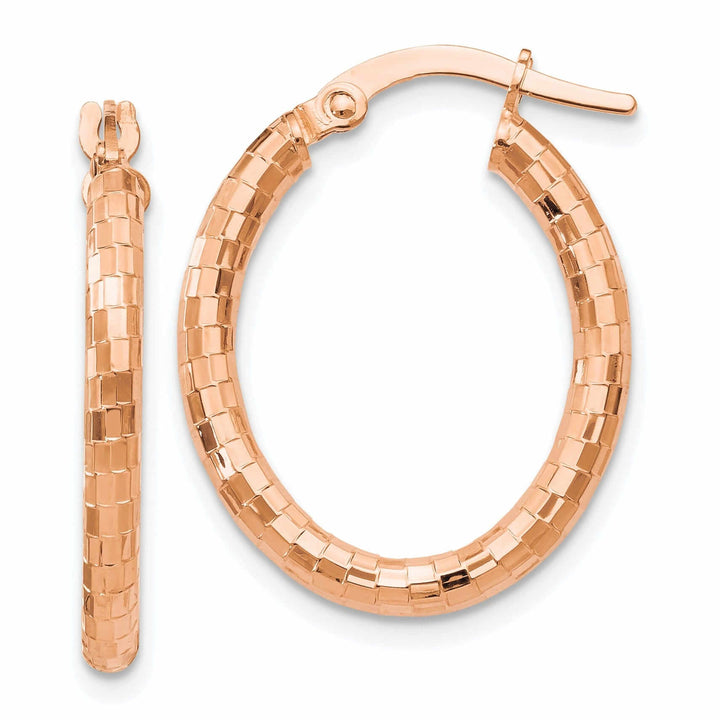 Lovely Rita's Earrings 14k Rose Gold Textured Oval Hoop Earrings