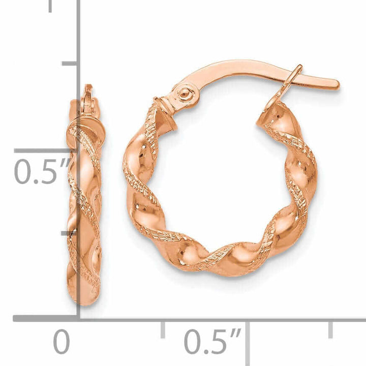 Lovely Rita's Earrings 14k Rose Gold Twisted Hoop Earrings