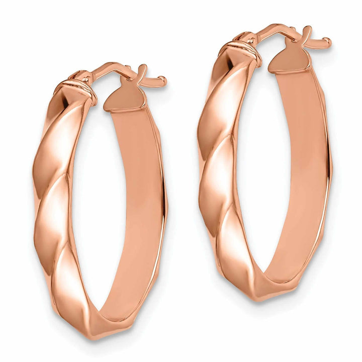 Lovely Rita's Earrings 14k Rose Gold Twisted Oval Hoop Earrings