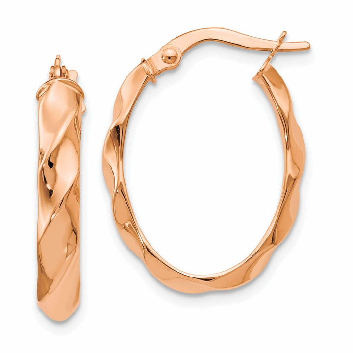 Lovely Rita's Earrings 14k Rose Gold Twisted Oval Hoop Earrings