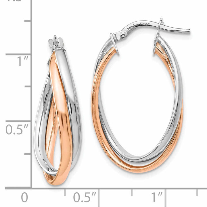 Lovely Rita's Earrings 14k Rose White Gold Polished Fancy Hoop Earrings