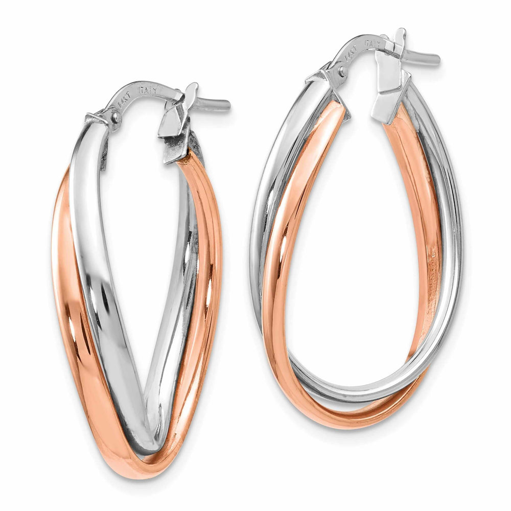 Lovely Rita's Earrings 14k Rose White Gold Polished Fancy Hoop Earrings