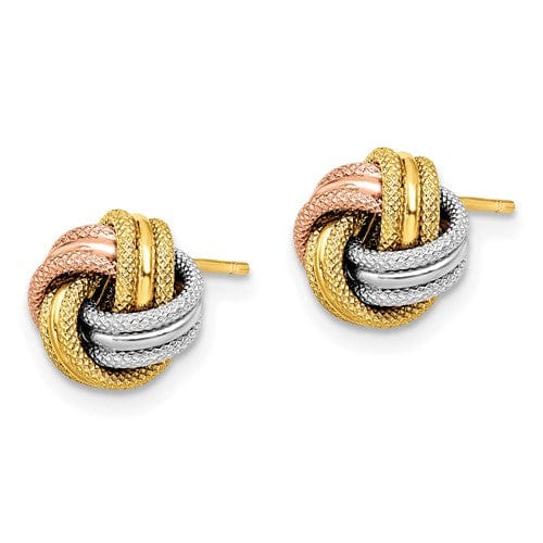 Lovely Rita's Earrings 14k Tri Color Gold Knot Polished Post Earrings
