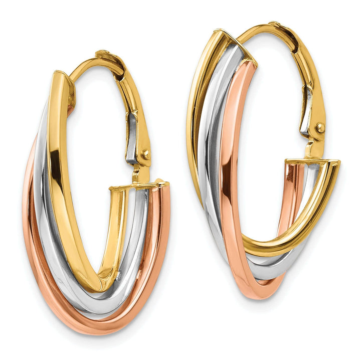 Lovely Rita's Earrings 14k Tri Color Gold Polished Hoop Earrings