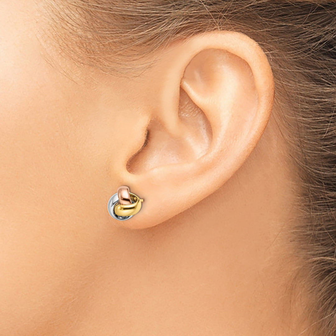 Lovely Rita's Earrings 14k Tri Color Gold Polished Love Knot Earrings