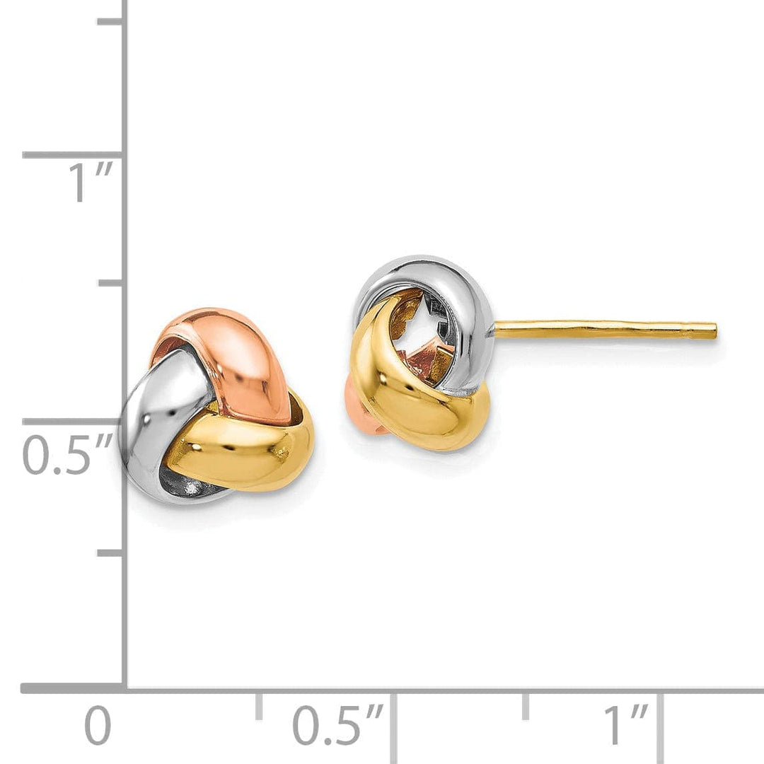 Lovely Rita's Earrings 14k Tri Color Gold Polished Love Knot Earrings