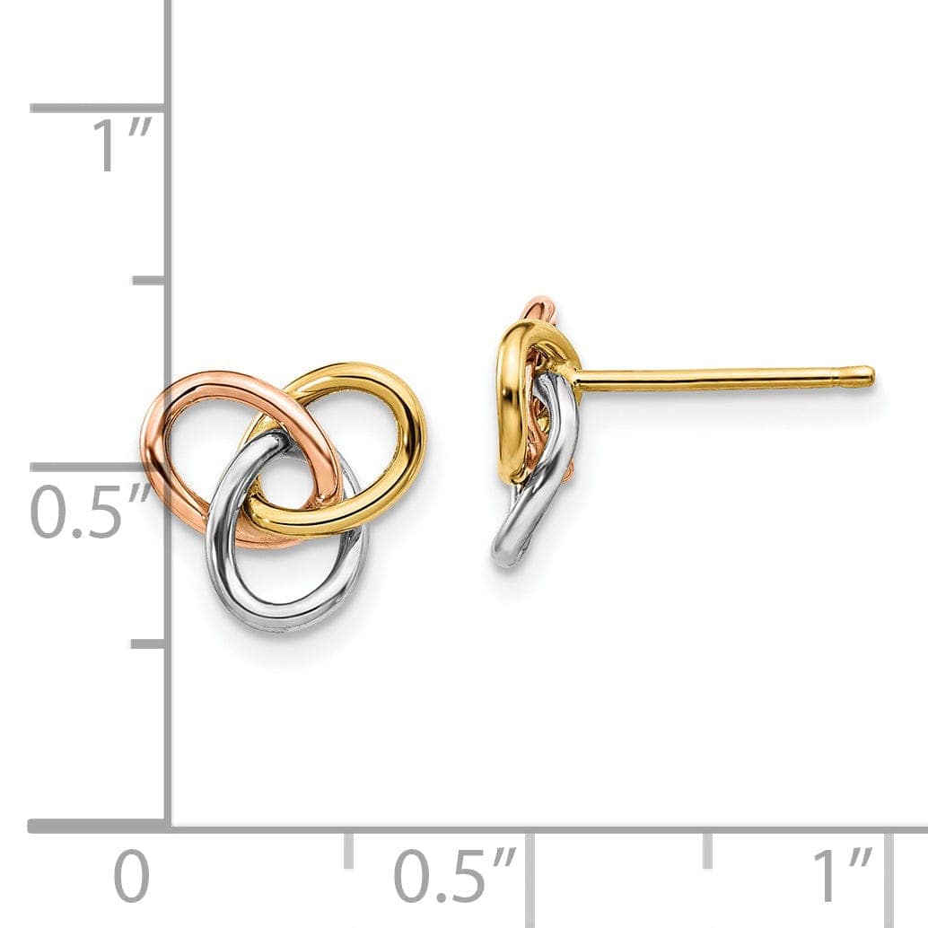 Lovely Rita's Earrings 14k Tri Color Gold Polished Rings Post Earrings