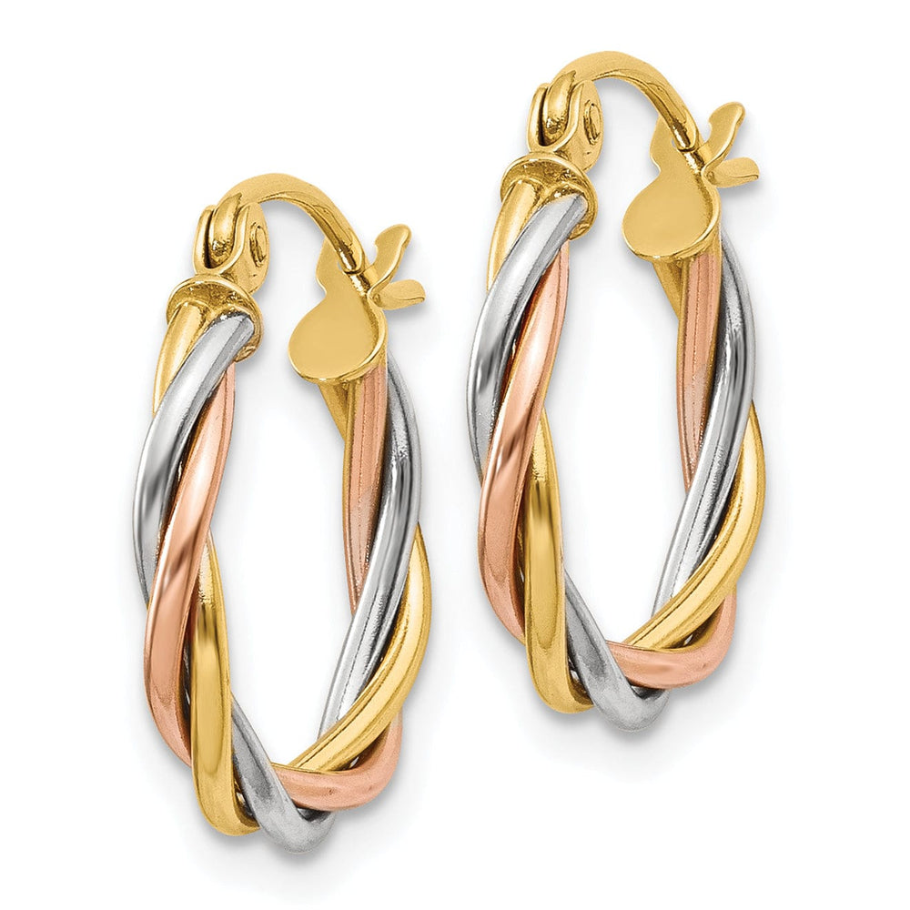 Lovely Rita's Earrings 14k Tri-Color Polished 2.5MM Twisted Hoop Earrings