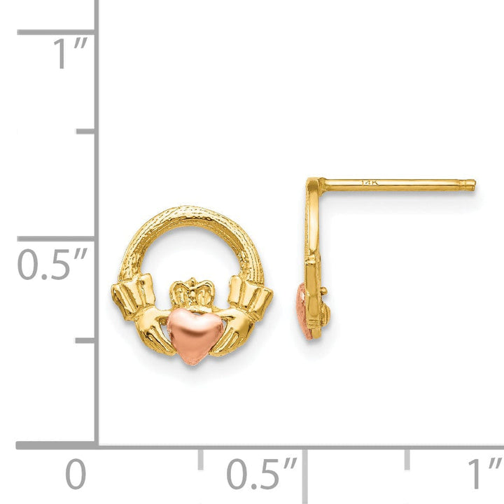Lovely Rita's Earrings 14k Two-tone Claddagh Post Earrings