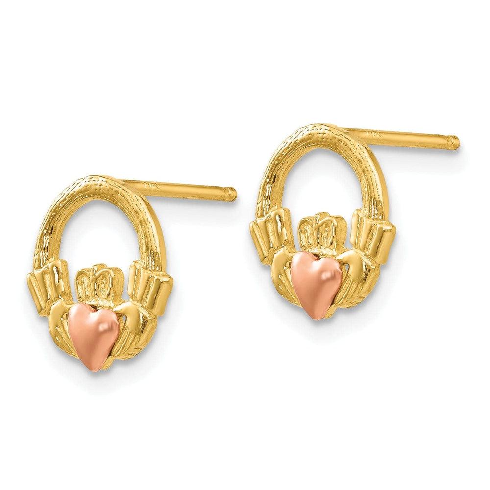 Lovely Rita's Earrings 14k Two-tone Claddagh Post Earrings
