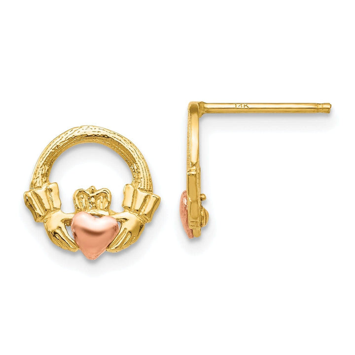 Lovely Rita's Earrings 14k Two-tone Claddagh Post Earrings