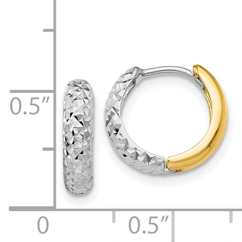 Lovely Rita's Earrings 14k Two-tone Diamond Cut Hinged Hoop Earrings