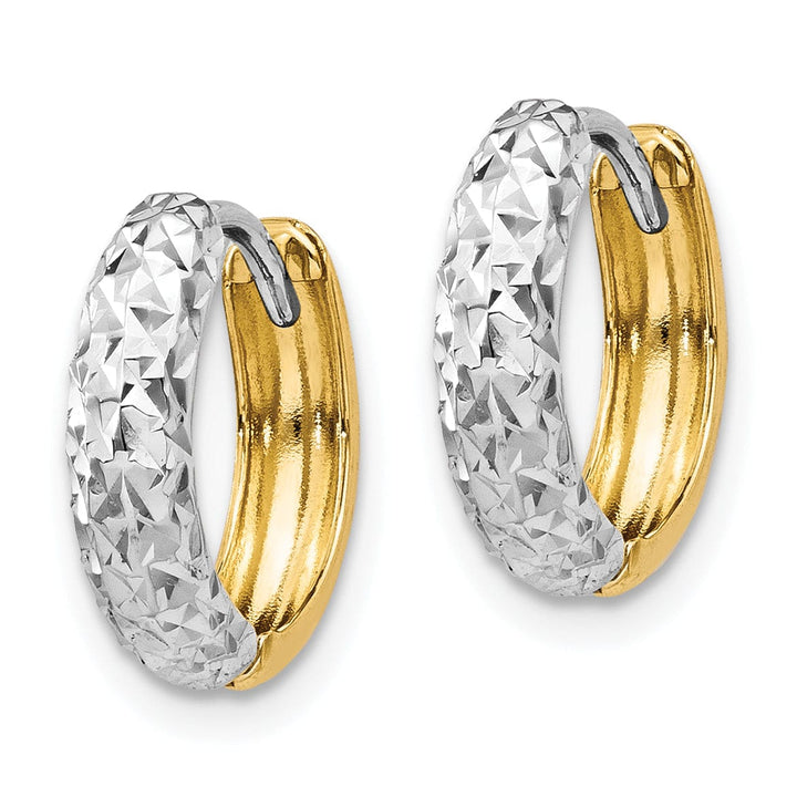 Lovely Rita's Earrings 14k Two-tone Diamond Cut Hinged Hoop Earrings