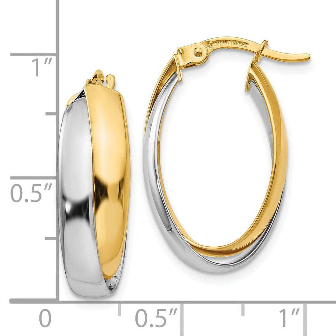 Lovely Rita's Earrings 14k Two tone Double Oval Hoop Earrings