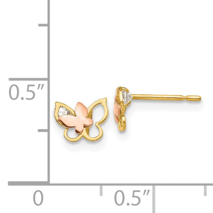 Lovely Rita's Earrings 14k Two-tone Gold Butterfly Post Earrings