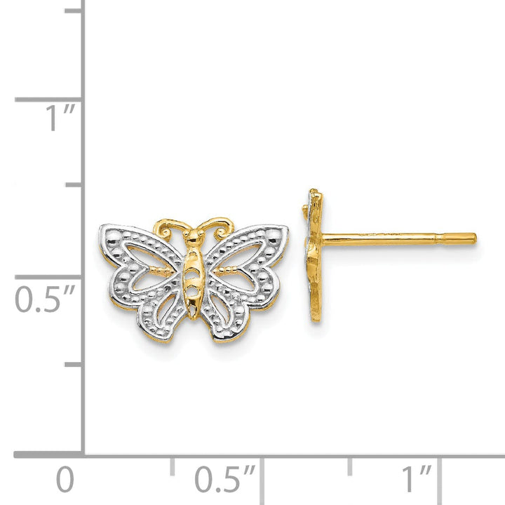 Lovely Rita's Earrings 14k Two-tone Gold Butterfly Post Earrings