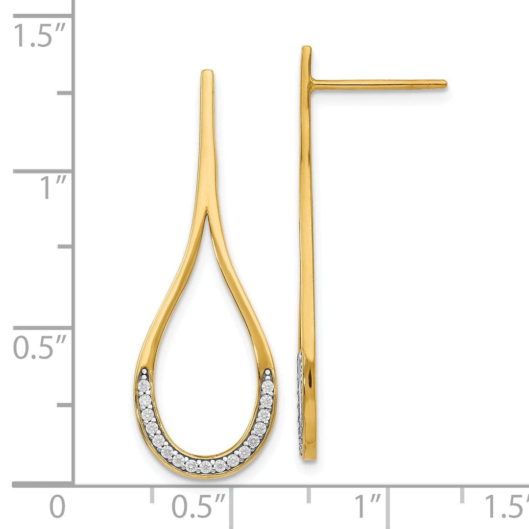 Lovely Rita's Earrings 14k Two Tone Gold  C.Z Earrings